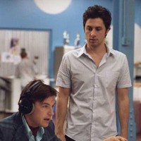 Zach Braff dons a short sleeved shirt for his role in Fast Track