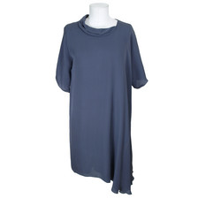 Cacharel Navy Asymetric Silk Dress