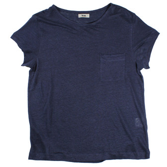 Acne Navy Granville Linen Tee