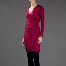 Carven Deep V Jersey Dress / Burgundy