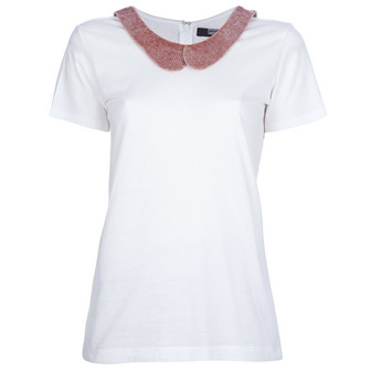 Markus Lupfer Sequin Collar Tee / White